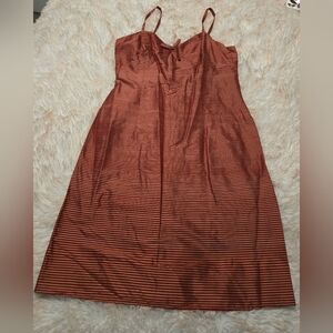 Silk TEMPESTA GRUPPO AMERICANO Red/Creamy White striped SLEEVELESS DRESS Size 12